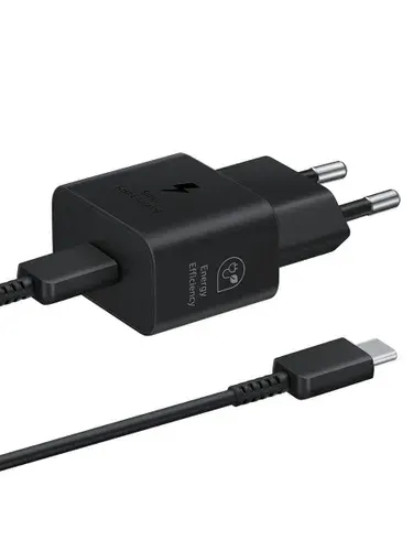 Сетевое зарядное устройство Samsung EP-T2510 PD 25W Power Adapter + cable USB-C, с кабелем в комплекте черный