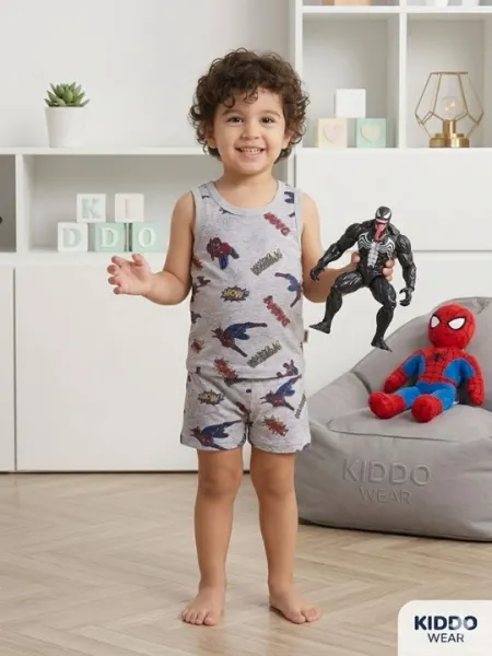 Летний комплект для мальчиков: майка и шорты с принтом Spider-Man (2–6 лет)
