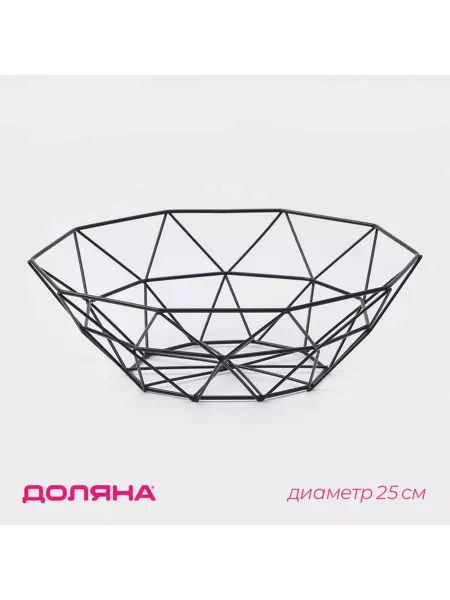 Доляна Фруктовница «Геометрия», 26×26×8 см, цвет чёрный