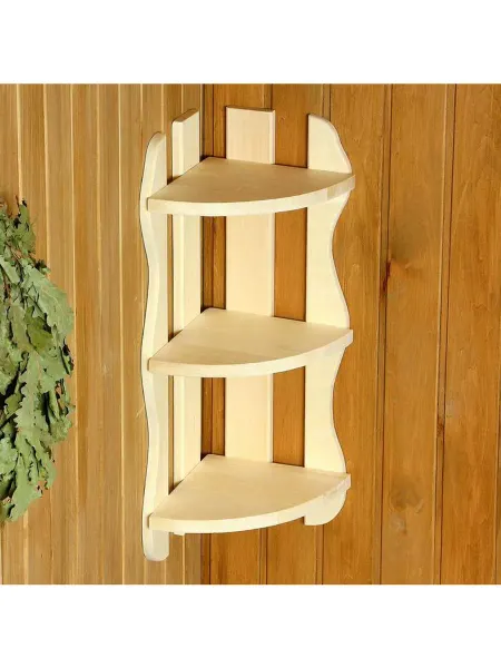ABAZZILLA Полка угловая фигурная 3 яруса 26×65×26см, липа