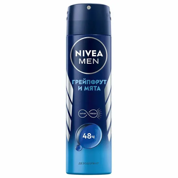 Дезодорант-антиперспирант Nivea Грейпфрут и мята с антибактериальным эффектом, 150 мл, спрей