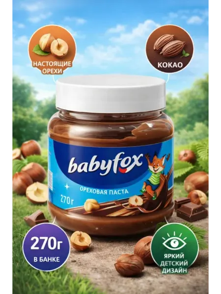 Паста шоколадно-ореховая BABYFOX, 270г