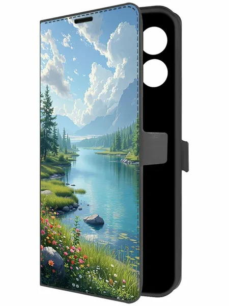 Чехол-книжка Krutoff Eco Book для INFINIX Hot 30i Наши просторы (черный)
