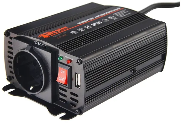 Инвертор автомобильный Wester MSW250, преобразователь, 250 Вт, 1 USB, пиковая мощность 500 Вт