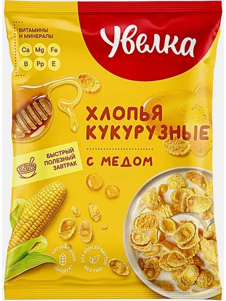Хлопья Увелка кукурузные с медом витамины 275г
