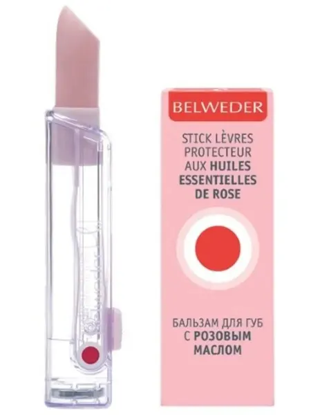 Бальзам для губ Belweder, увлажняющий, с розовым маслом, без парабенов, 4 г