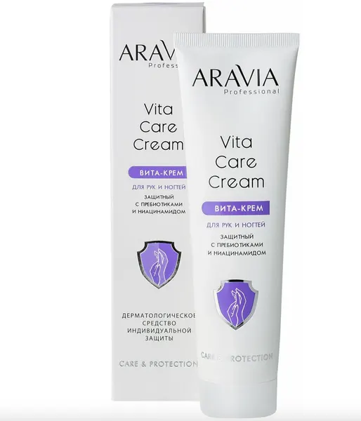 ARAVIA Вита-крем для рук и ногтей защитный Vita Care Cream с пребиотиками и ниацинамидом, 100 мл