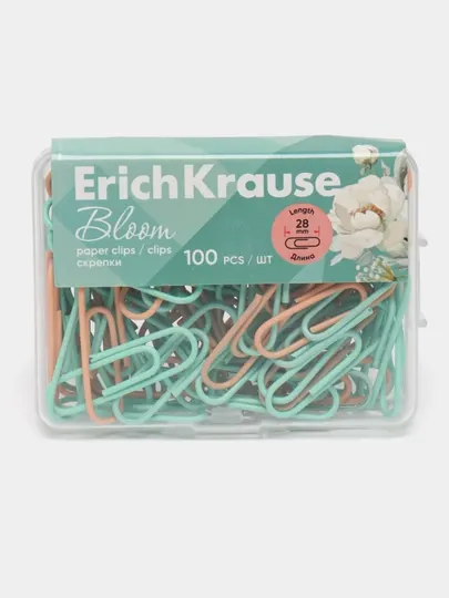 Скрепки металлические с виниловым покрытием ErichKrause Pastel Bloom, 28 мм, ассорти 62051