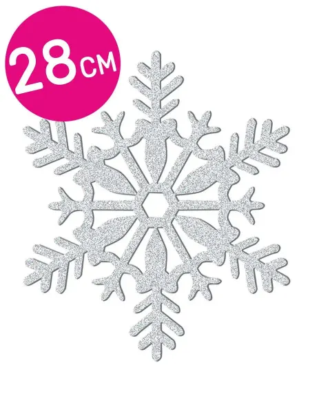 AMSCAN Снежинка пластиковая блестящая, серебро, 28 см, 1 шт