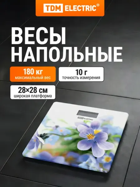 TDM Electric Весы электронные напольные Фитнес 28 см с термометром TDM