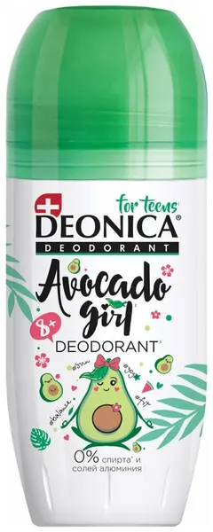 Дезодорант детский, Deonica, For Teens Avocado Girl, 50 мл, ролик