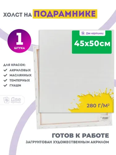 Холст на подрамнике 45х50 грунтованный 45 x 50 см, 280 г/м2