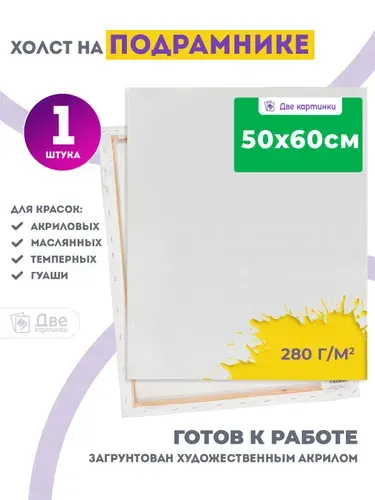 Холст на подрамнике 50х60 грунтованный 50 x 60 см, 280 г/м2