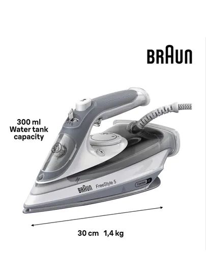 Утюг паровой Braun FreeStyle 5 SI5078GY, 2800 Вт, EloxalPlus FreeGlide 3D, серый