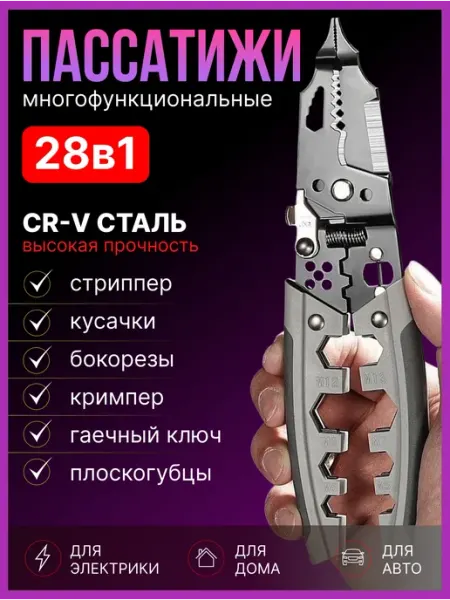 YOUR EXPERT Многофункциональные плоскогубцы пассатижи строительные 28В1