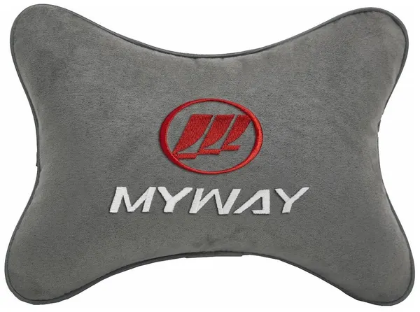 Подушка на подголовник автомобильная светло-серая алькантара LIFAN MYWAY