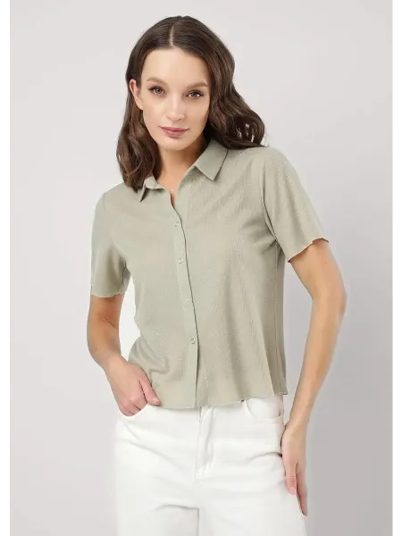 CLEVER WEAR Блузка рубашка с коротким рукавом