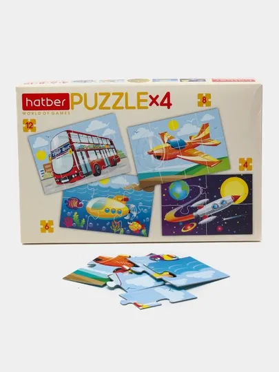 Пазл Hatber 4-6-8-12 элементов, А5ф, "Виды транспорта" ПЗ5 28351 q0000038163