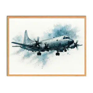 Военная Техника, Патрульный самолет, Плакат Акварель 42 см х 29 см