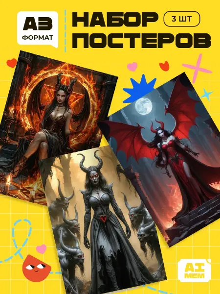 AIMEM Постеры Дьяволицы. 3шт. А3 (29,7х42см)