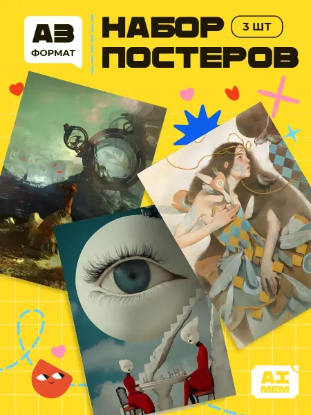 AIMEM Постеры Сюрреализм. 3шт. А3 (29,7х42см)