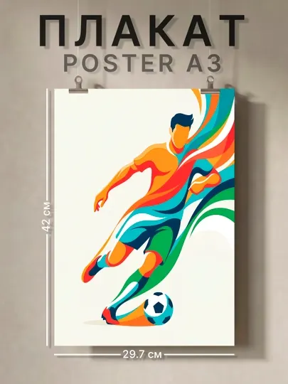 Плакат на стену ARTERY "Футбол, FIFA, Чемпионат мира", декоративный постер А3, 29,7×42 см