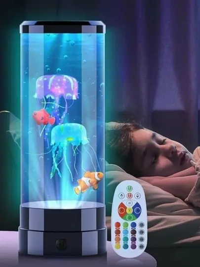 Ночник с эффектом медузы, декоративная LED лампа-аквариум, 29 см