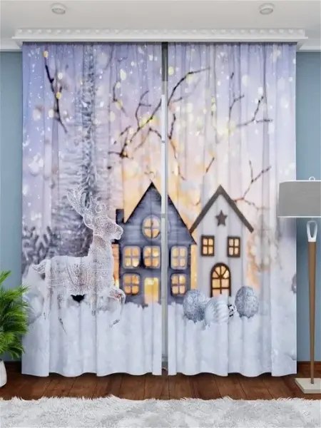 Homepick Фотошторы новогодние, шторы для гостиной в спальню 290х265