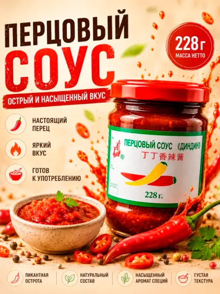 Перцовый соус Дин Дин, китайская аджика 228 гр