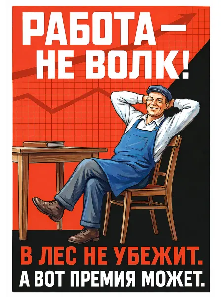 Постер "Работа не волк" А3 (297*420) мм В ламинации
