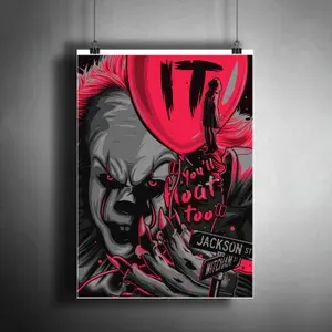 Постер плакат для интерьера "Фильм: Оно. Клоун Пеннивайз. IT, Pennywise" / Декор дома, офиса, комнаты, квартиры A3 (297 x 420 мм)