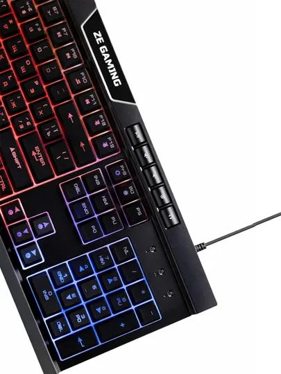 Игровая клавиатура 2E Gaming KG300, анг/рус, светодиодная подсветка RGB клавиатуры, мембрана
