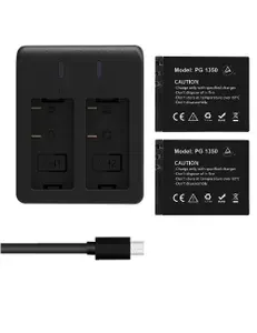 Аккумуляторные батареи для экшн-камеры AKASO Brave 7, 2x1350 мАч с двойным зарядным устройством USB. Товар уцененный