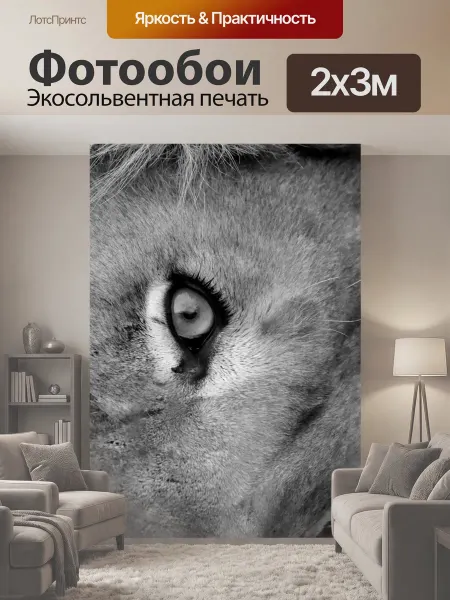 LotsPrints Фотообои "Лев, глаз, wi" 2x3м