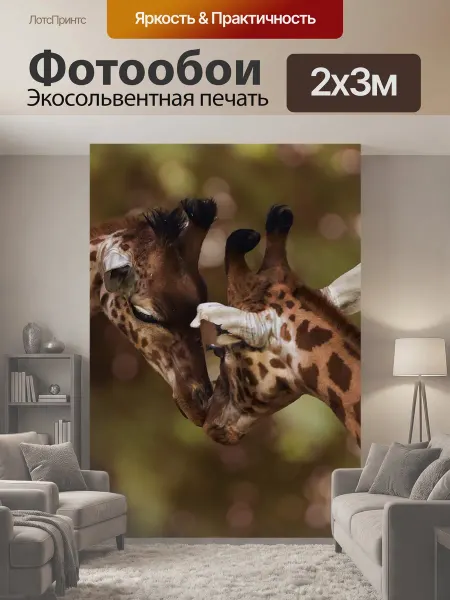 LotsPrints Фотообои "Зоопарк, жирафы, африка" 2x3м