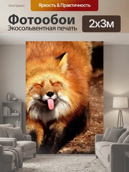LotsPrints Фотообои "Лиса, веселье, язык" 2x3м