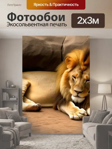 LotsPrints Фотообои "Отдыхает лев животные" 2x3м