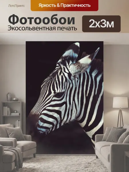 LotsPrints Фотообои "Зебра, полосы, лошадь" 2x3м