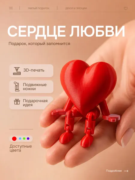 Мастер Сурский Фигурка Валентинка Сердце 3д