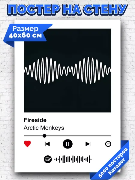 Arthata-spotify постер Спотифай постер Спотифай плакат Arctic Monkeys - Fireside 40х60