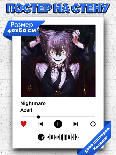 Arthata-spotify постер Спотифай постер Спотифай постер Azari - Nightmare 40х60