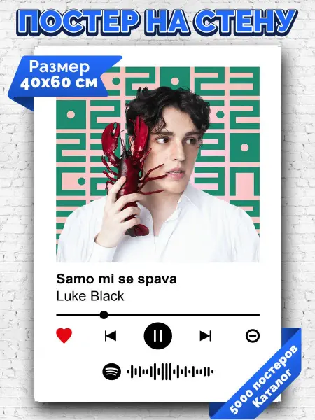 Arthata-spotify постер Спотифай постер Спотифай постер Luke Black - Samo mi se spava 40х60