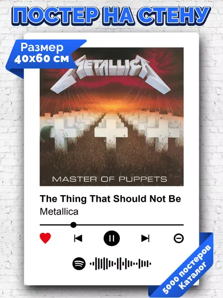 Arthata-spotify постер Спотифай постер Спотифай постер Metallica - The Thing That ShouldNotBe 40х60