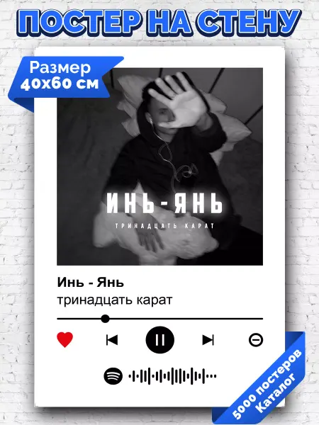 Arthata-spotify постер Спотифай постер Спотифай постер тринадцать карат - инь янь 40х60
