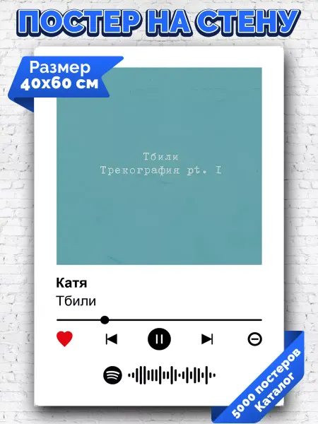 Arthata-spotify постер Спотифай постер Спотифай постер Тбили - Катя 40х60