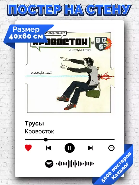 Arthata-spotify постер Спотифай постер Спотифай постер Кровосток - Трусы 40х60