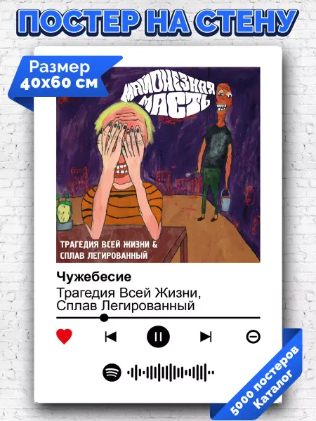 Arthata-spotify постер Спотифай постер Постер сплав легированный трагедия - чужебесие 40х60