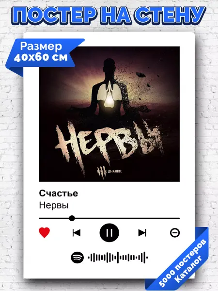 Arthata-spotify постер Спотифай постер Спотифай постер Нервы - Счастье 40х60