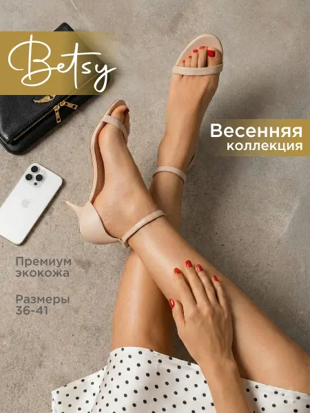 BETSY Босоножки вечерние с закрытой пяткой на низком каблуке
