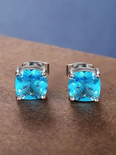 RoyalStyle серьги гвоздики медицинский сплав голубые
